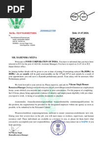 Mahendra Meena FCI Appointment Letter 1