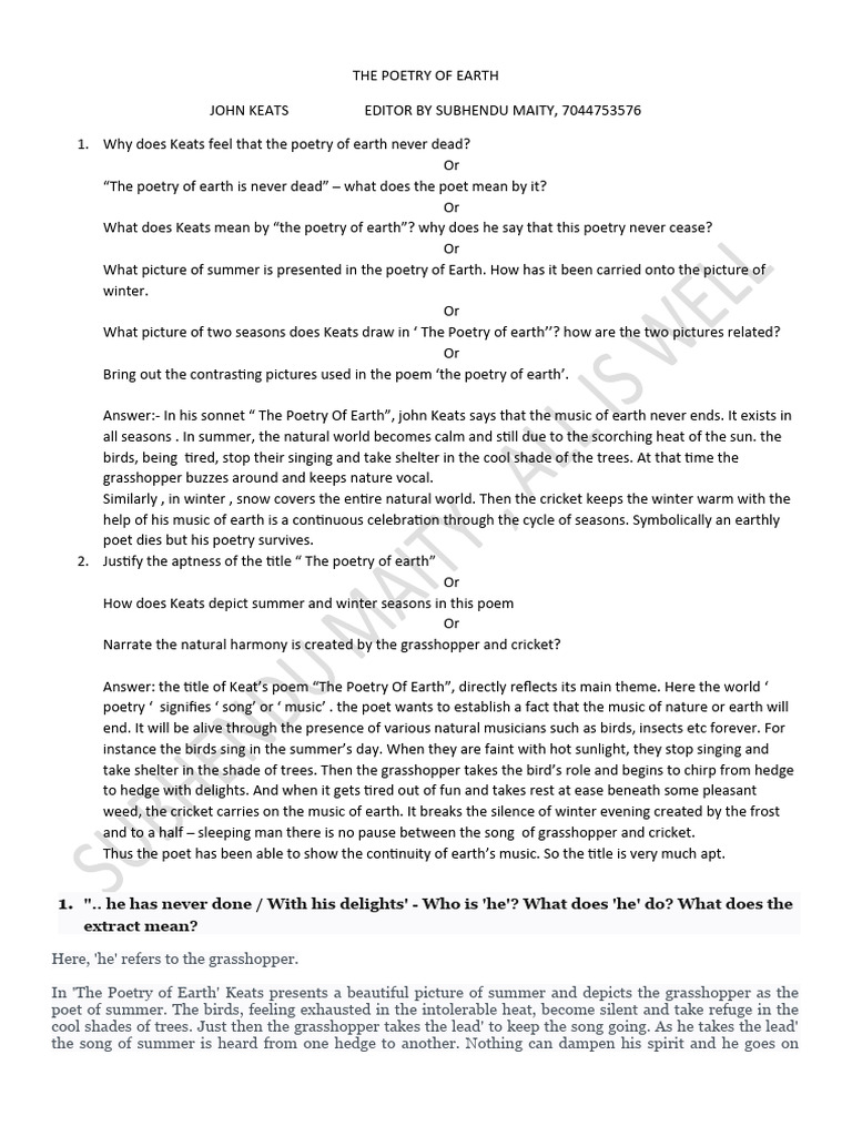 What Does Kids Mean By The Poetry Of Earth