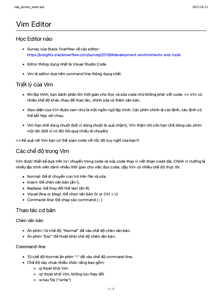 Vim Lecture Notes | PDF