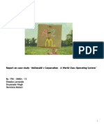 Report On Case Study "Mcdonald'S Corporation: A World Class Operating System"