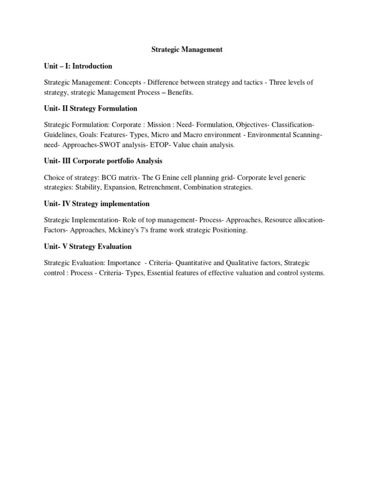 Strategic Management | PDF | Strategic Management | Swot Analysis