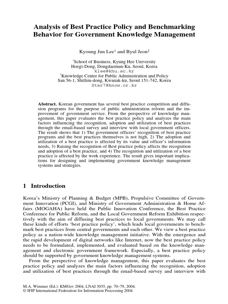 Best Practices in Korean Government KM | PDF | Policy | Knowledge ...