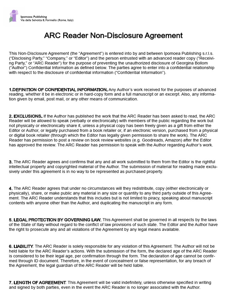 Arc Reader Nda | PDF | Non Disclosure Agreement | Privacy