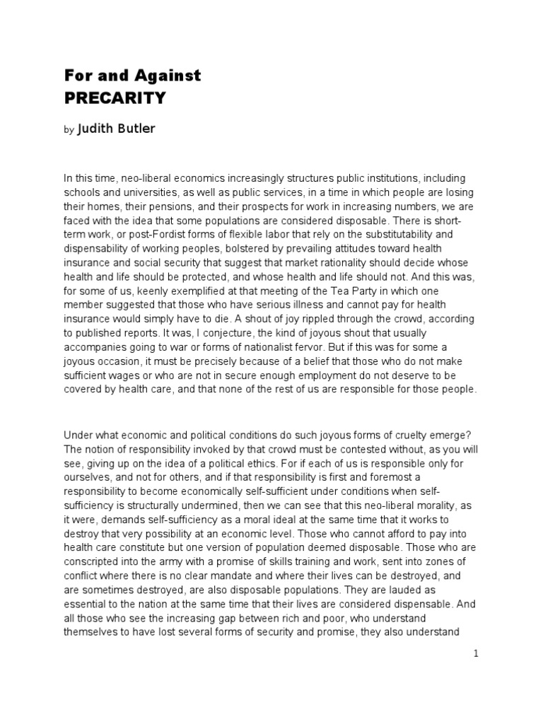 Precaritization and the Demand for Justice | PDF | Neoliberalism | Justice