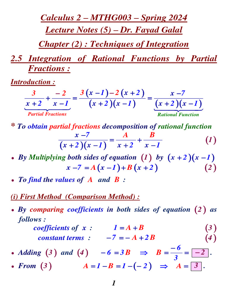 Calculus 2 - MTHG003 - Lecture Notes (5) - Spring 2024 - Dr. Fayad ...