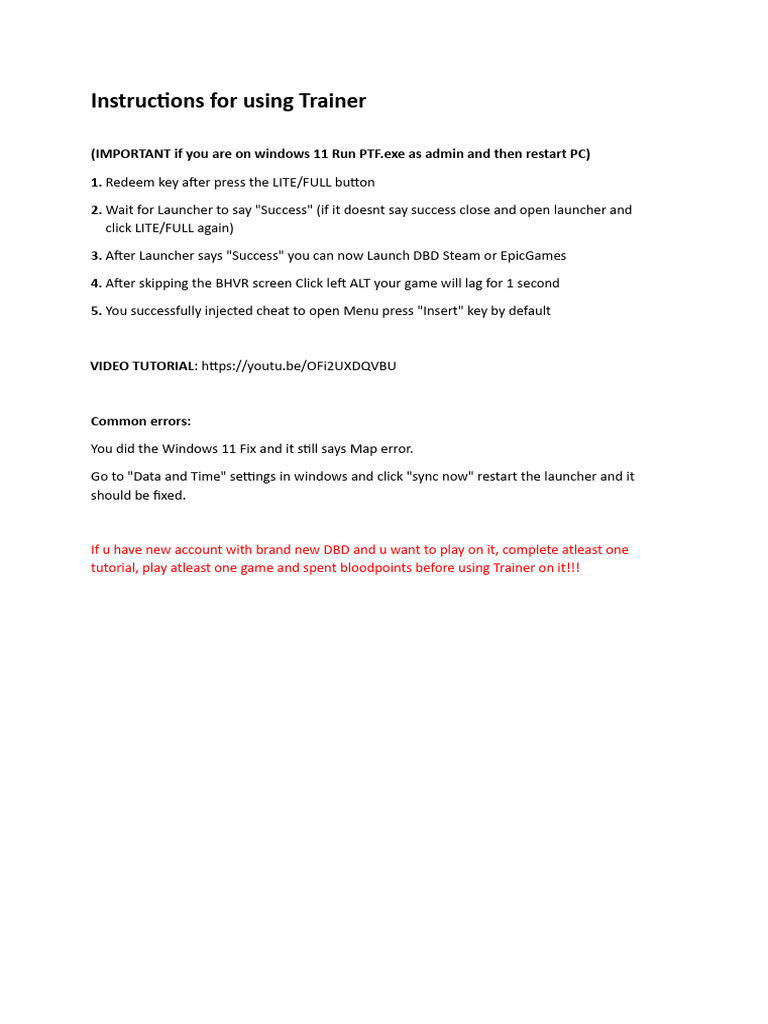 Using the Trainer for DBD Guide | PDF