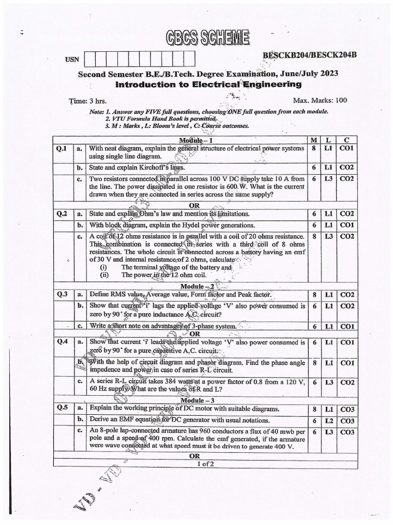 Introduction to electrical engg besck204b pdf