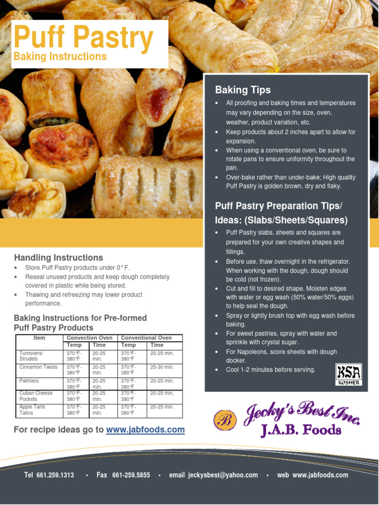Puff Pastry Storage and Baking Guide | PDF | Baking | Food And Drink ...