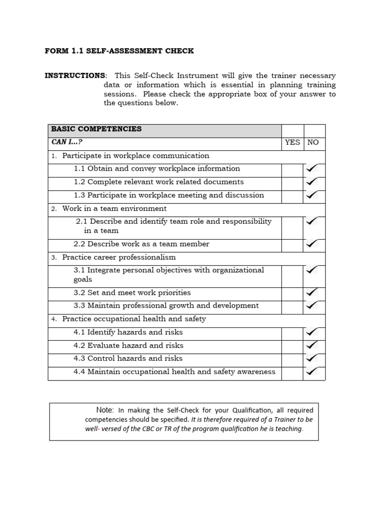1.1 Self-Assessment Check | PDF | Electrical Wiring | Manufactured Goods