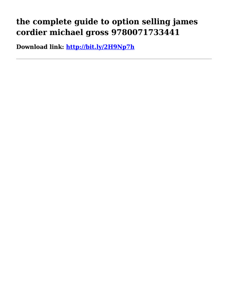 Complete Guide to Option Selling | PDF
