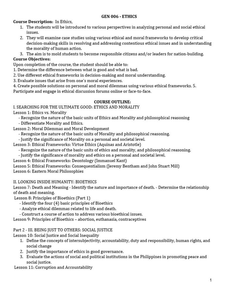 Ethics and Moral Dilemmas Overview | PDF | Morality | Virtue