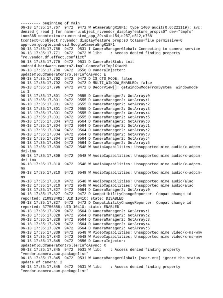 Camera Service Connection Log | PDF | Software Engineering | Computing