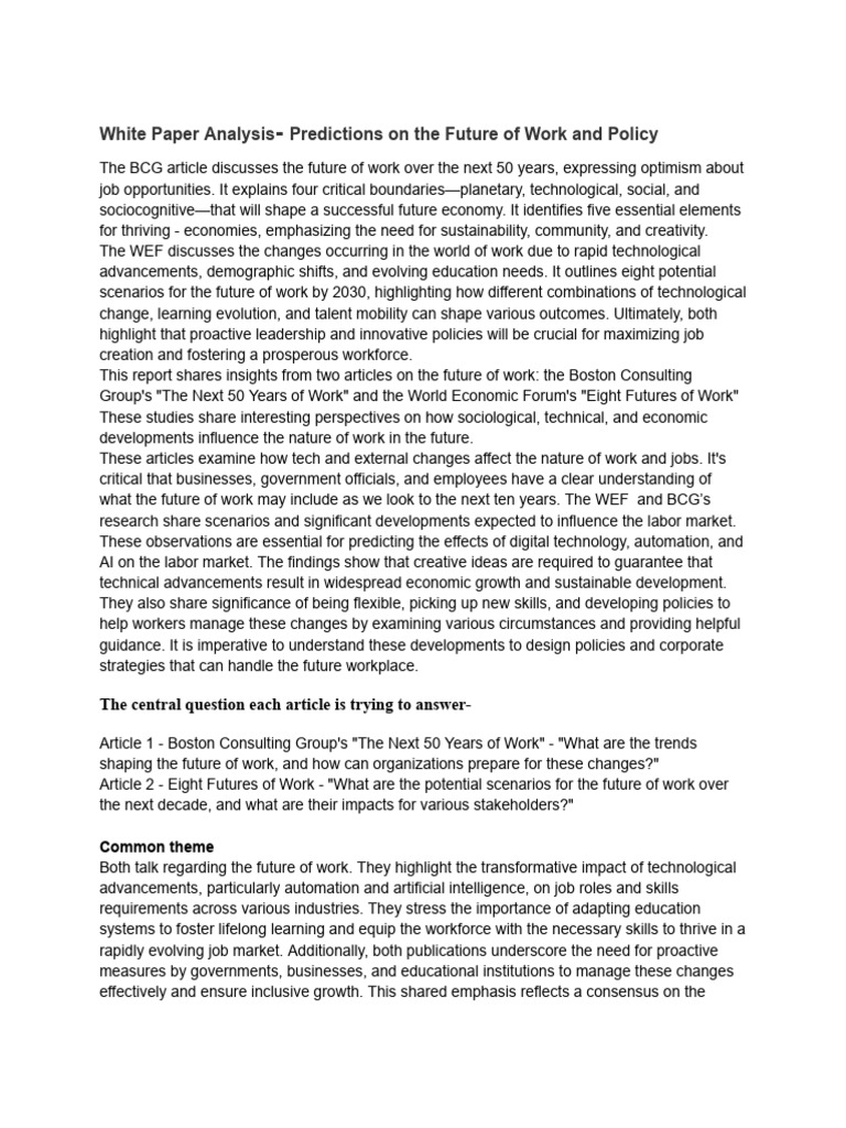 UH24021 - Predictions On The Future of Work and Policy | PDF ...