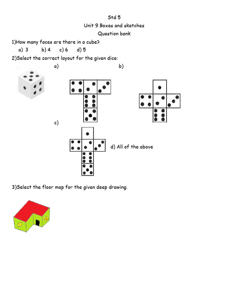 Std 5 Unit 9 Boxes and Sketches Question bank PDF