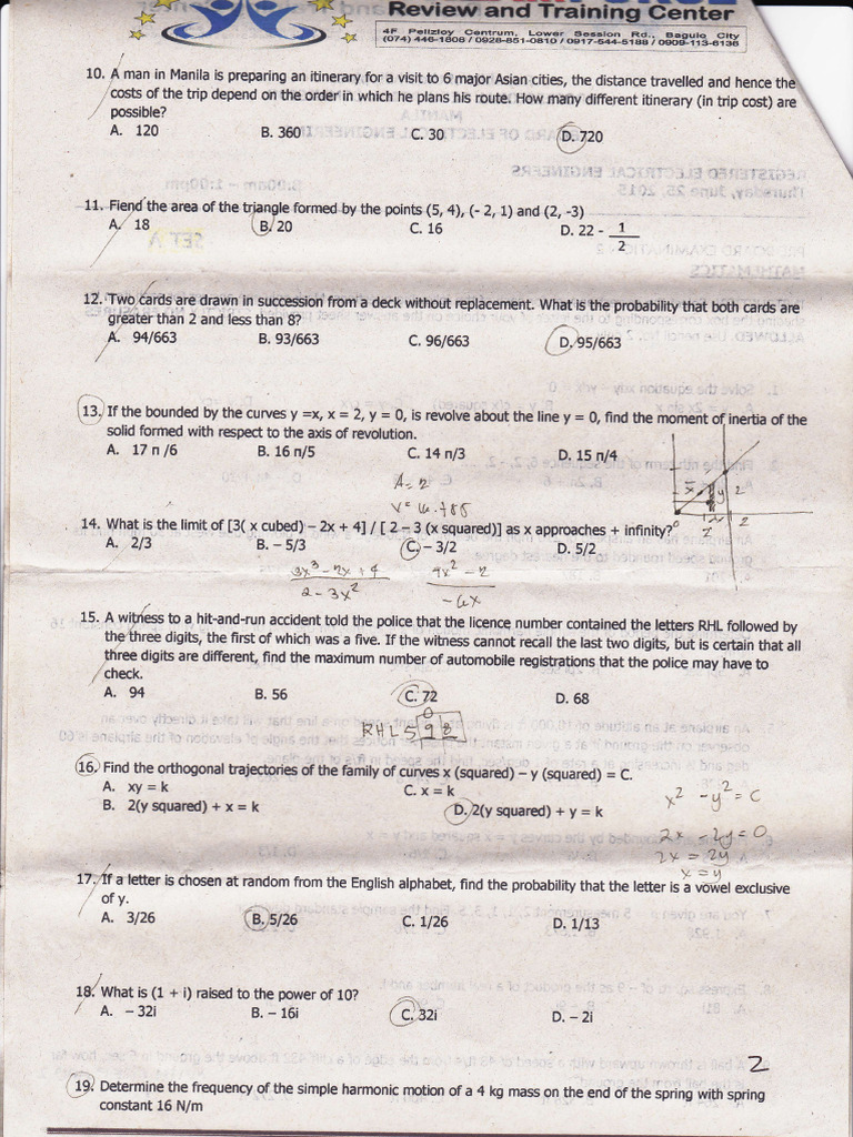 Triangle Area and Probability Problems | PDF