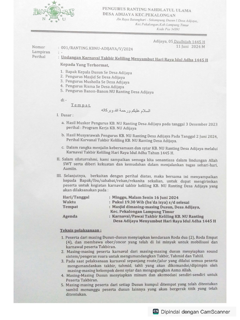 Undangan Karnaval Takbir Keliling Pdf