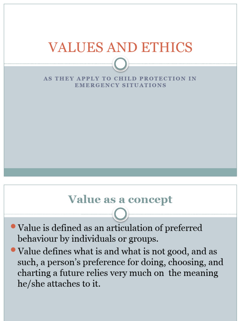 Child Protection Values in Emergencies | PDF | Rights | Social Justice