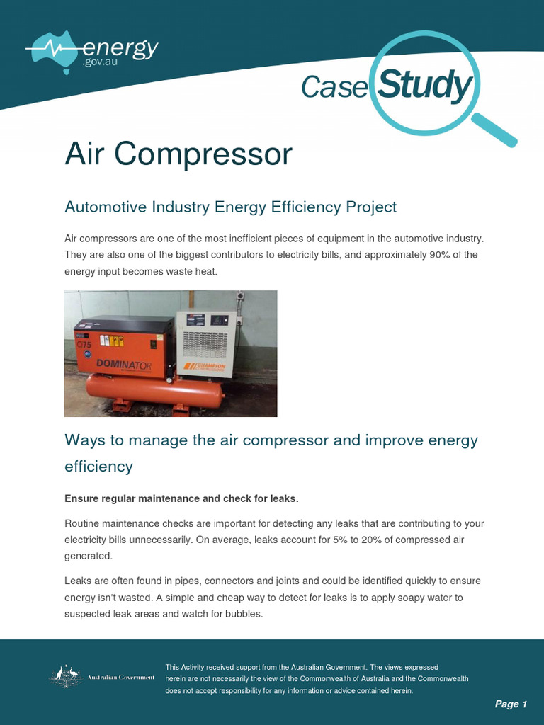 Automotive Industry Energy Efficiency Project - Air Compressor | PDF ...