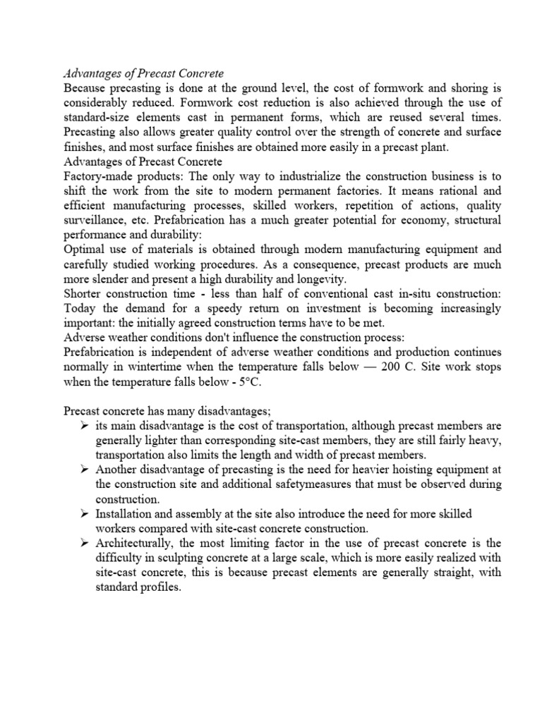 Benefits of Precast Concrete Construction | PDF | Concrete | Precast ...