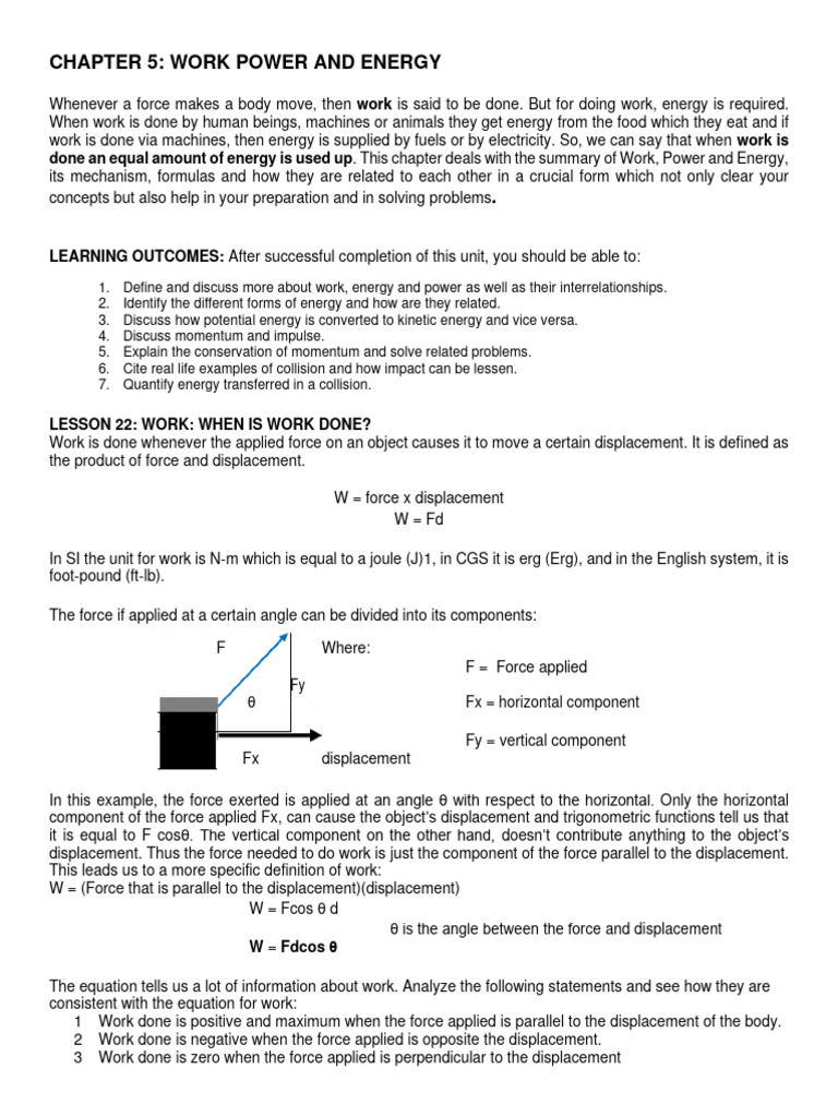 Last Discussion Work Power and Energy Impulse and Momentum | PDF ...