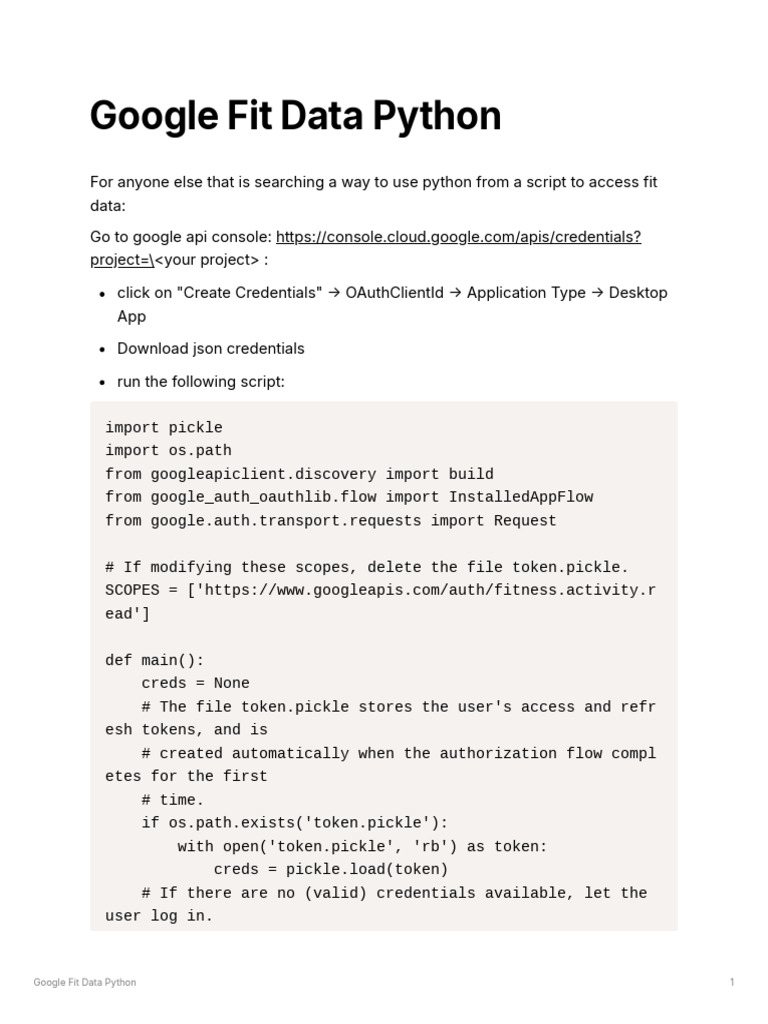 Google Fit Data Python | PDF | Software Engineering | System Software
