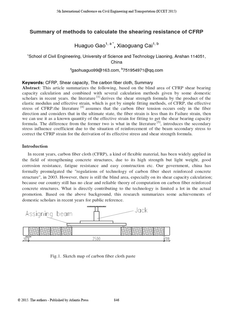 Summary of Methods To Calculate The Shearing Resistance of CFRP | PDF ...