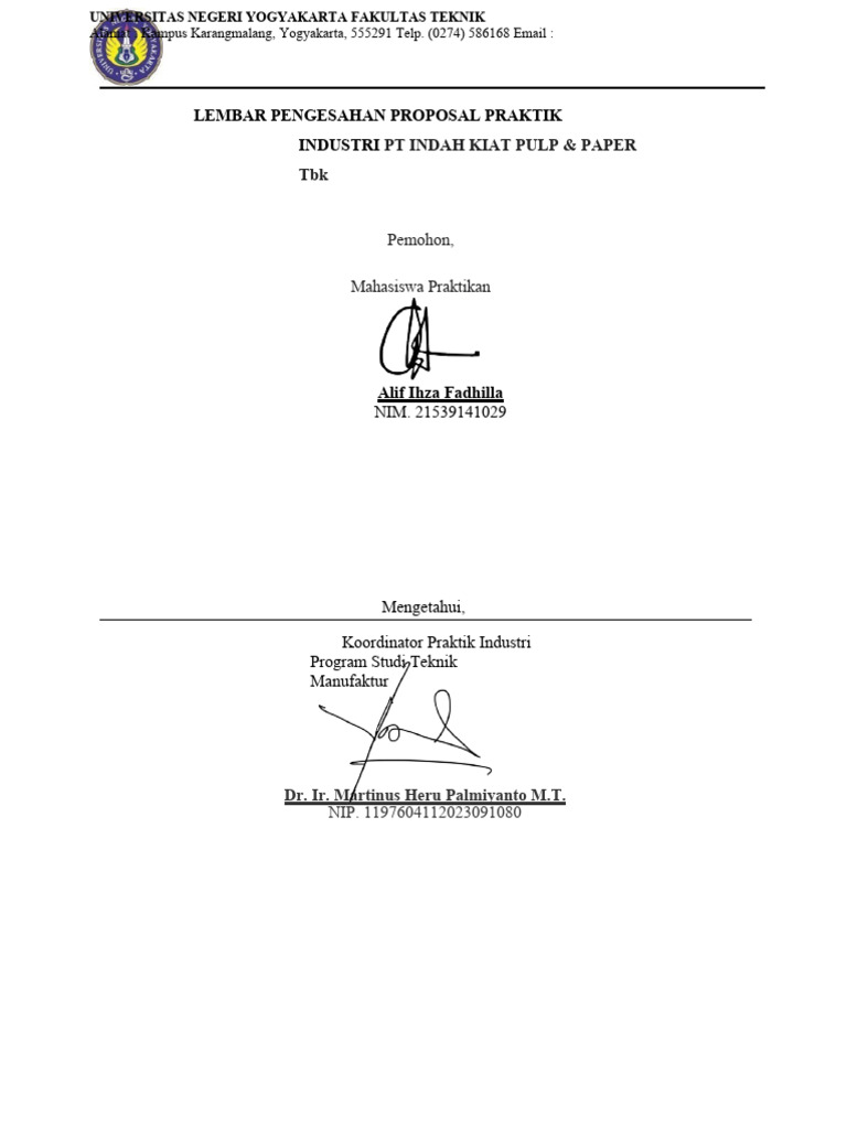 Lembar Pengesahan Proposal | PDF