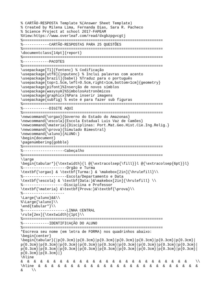 Cartão Resposta | PDF