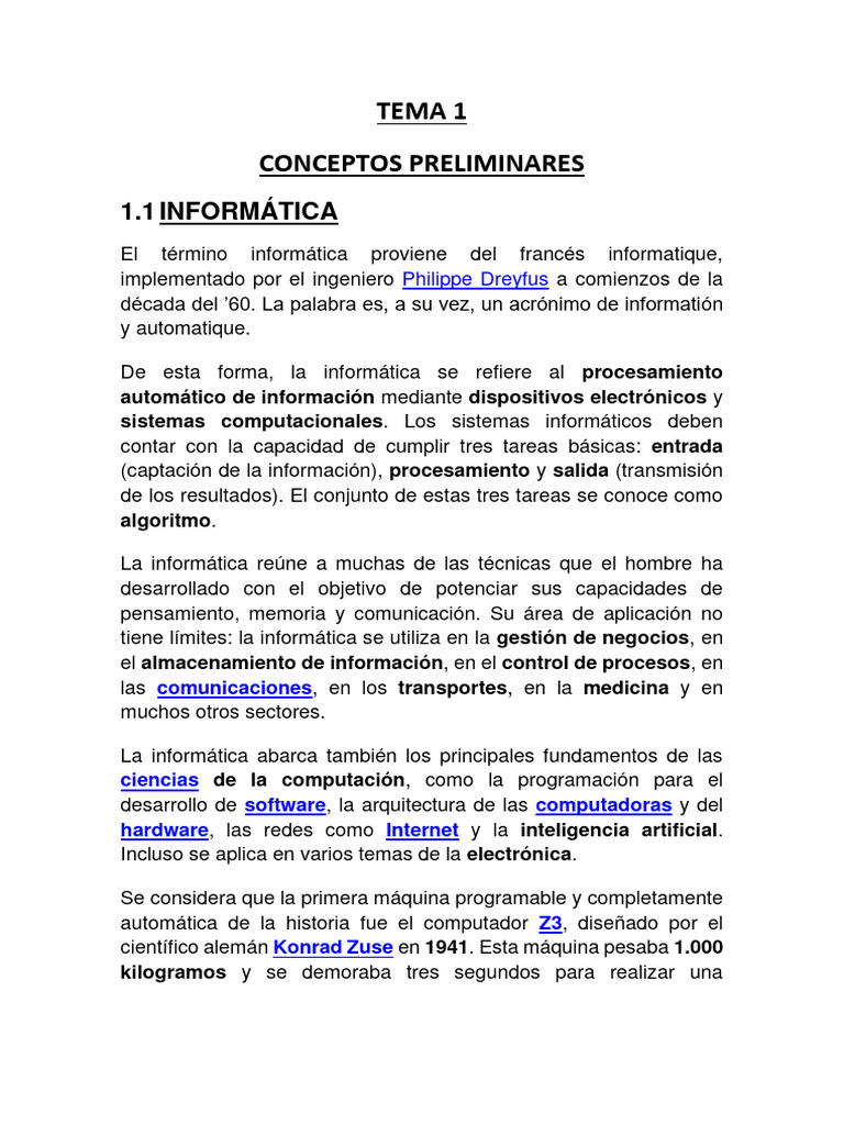 Tema 1 Conceptos Preliminares | PDF | Hardware de la computadora