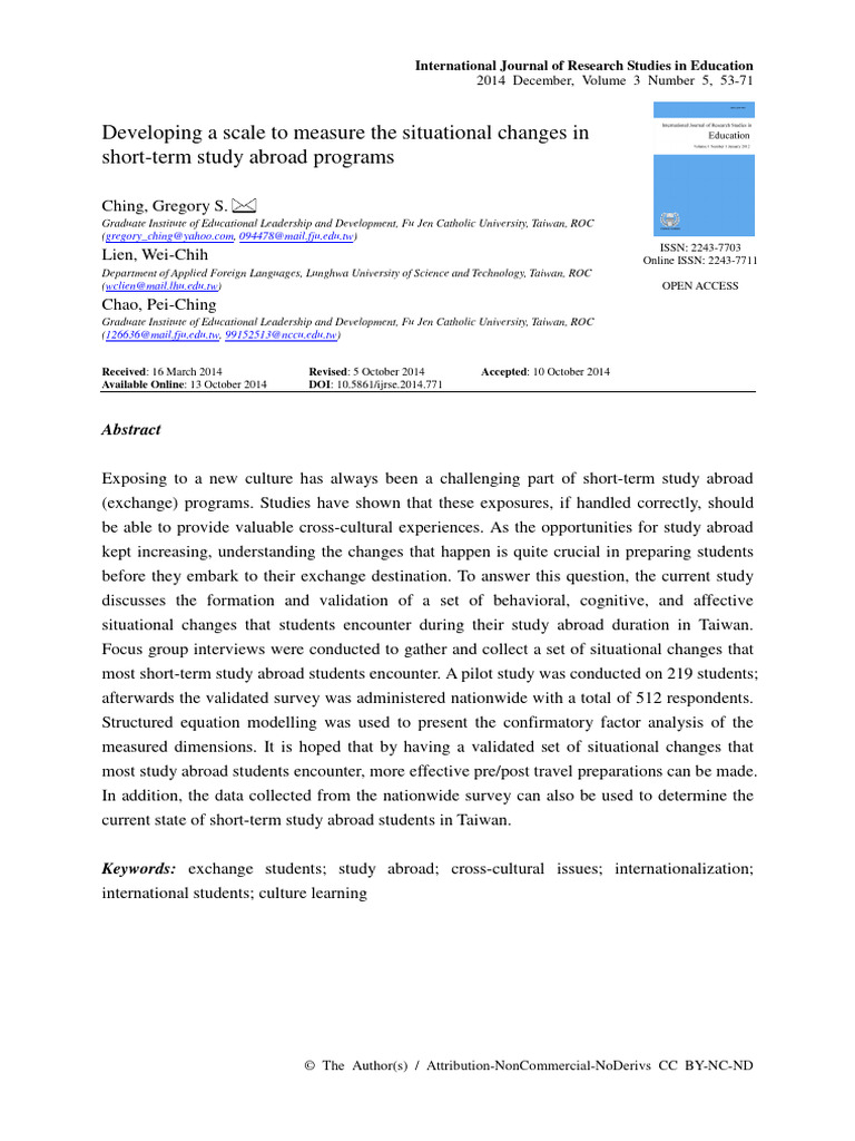 Developing A Scale To Measure The Situational Changes in | PDF ...