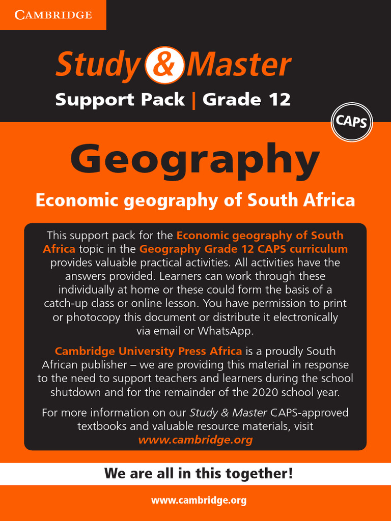 Study Master Gr12 Geography Economic Geography of South Africa | PDF ...