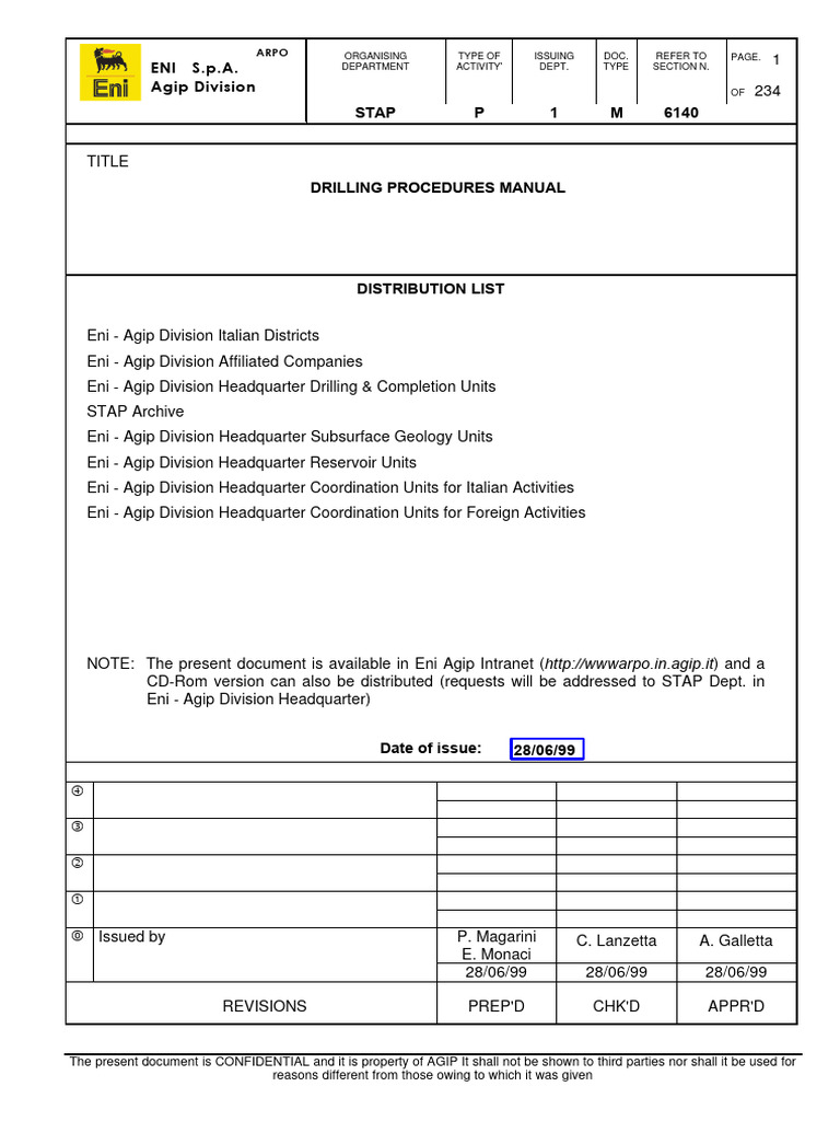 Drilling Procedures Manual Overview | PDF | Casing (Borehole ...