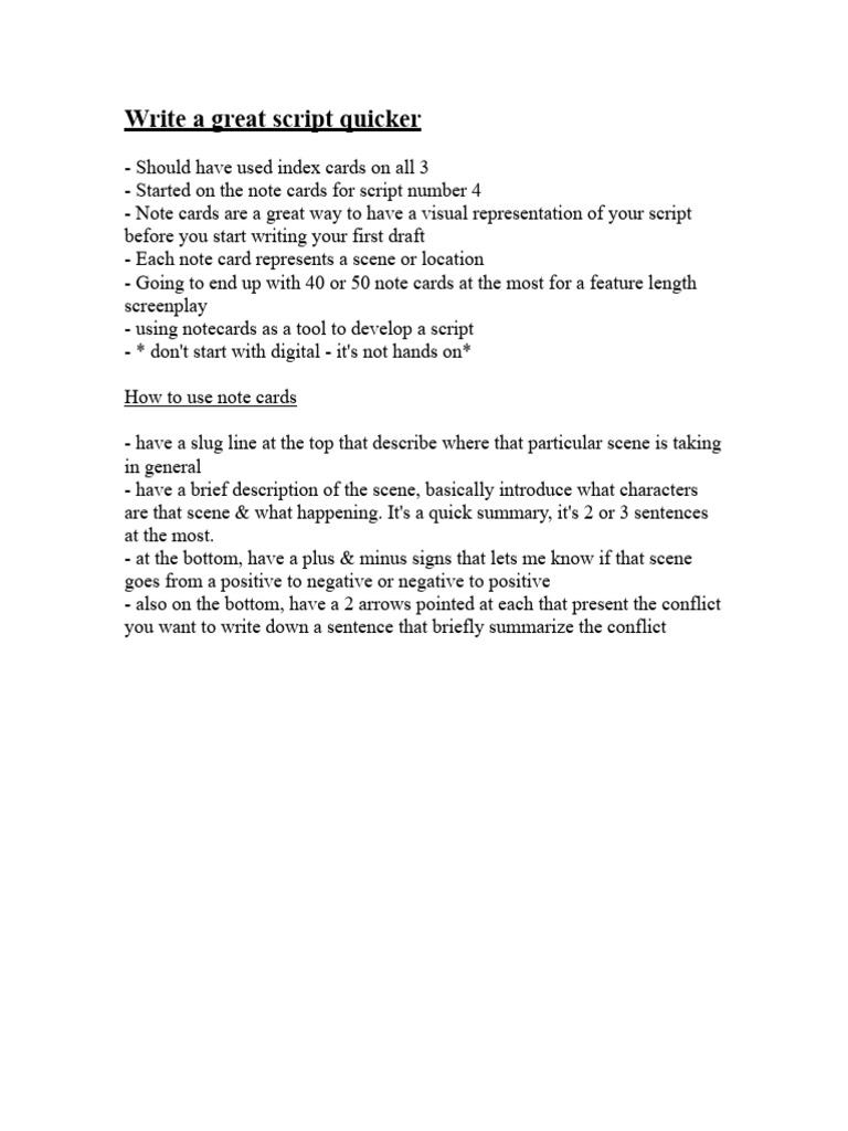 Write A Great Script Quicker | PDF | Teaching Methods & Materials ...