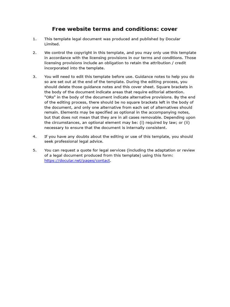 Free Website Terms and Conditions | PDF | Legal Liability | Copyright