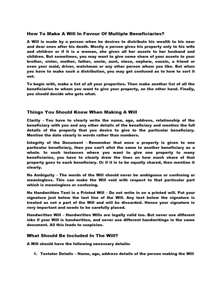 How to make a will download free pdf will and testament property
