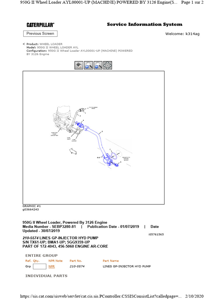 210-5574 Lines Gp-Injector Hyd Pump | PDF | Vehicles | Mechanical