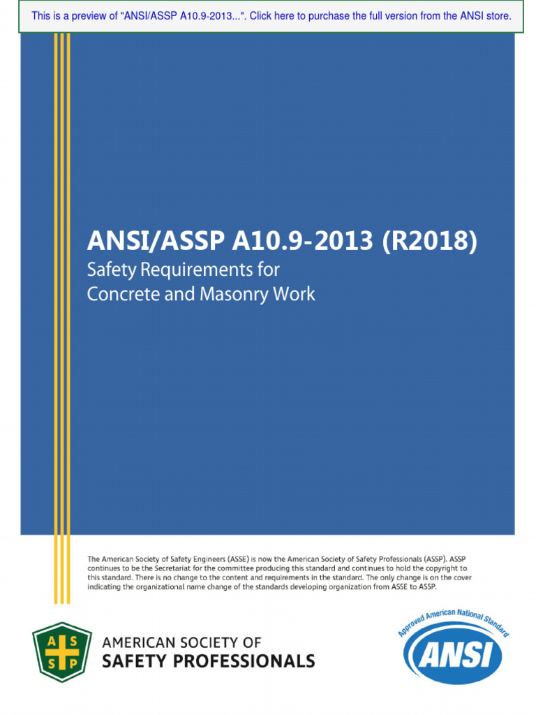 Preview ANSI+ASSP+A10.9-2013+ (R2018) | PDF | Concrete | Prestressed ...