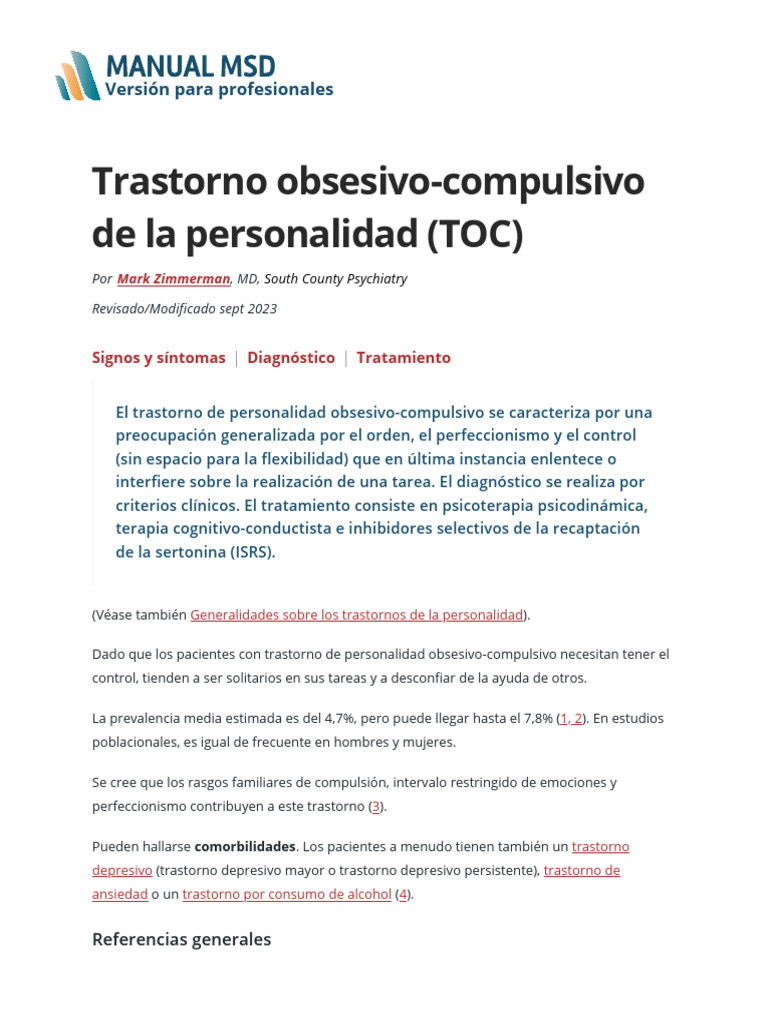 Trastorno Obsesivo-Compulsivo de la Personalidad | PDF | Desorden ...