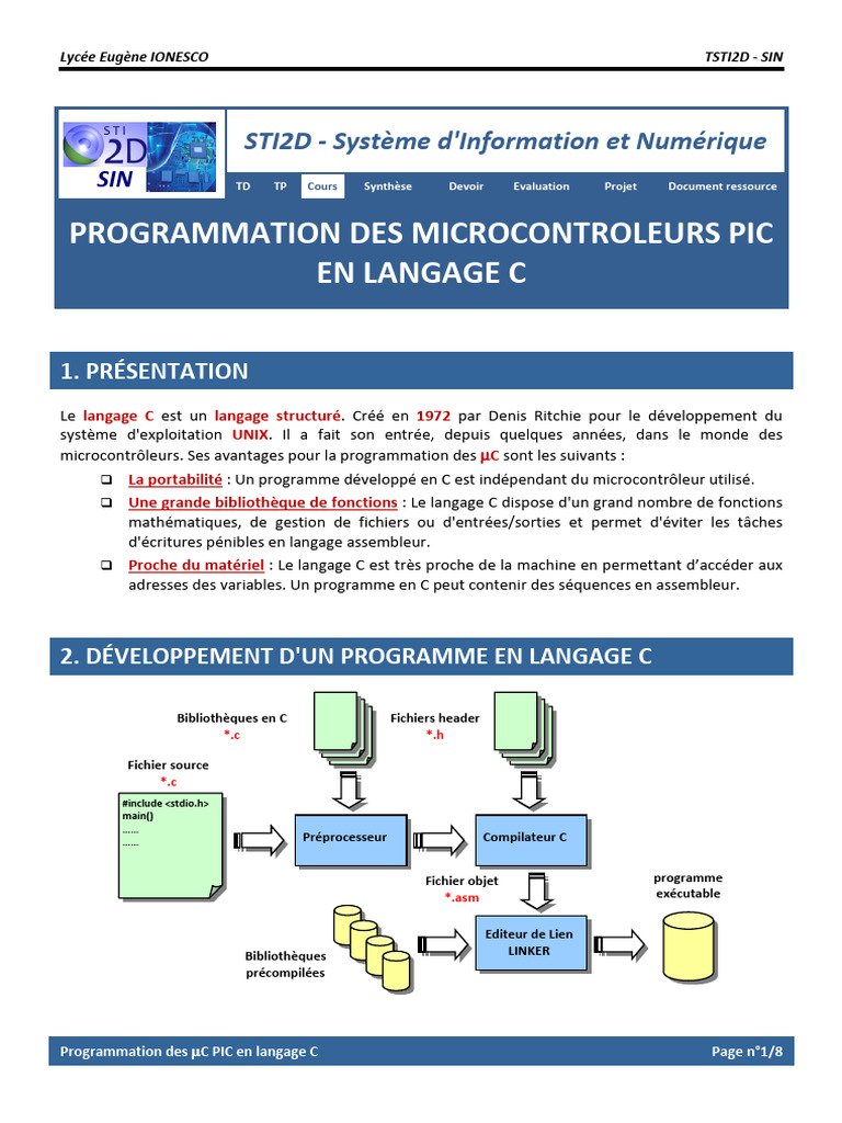 Programmation C des Microcontrôleurs PIC | PDF | C (Langage de ...