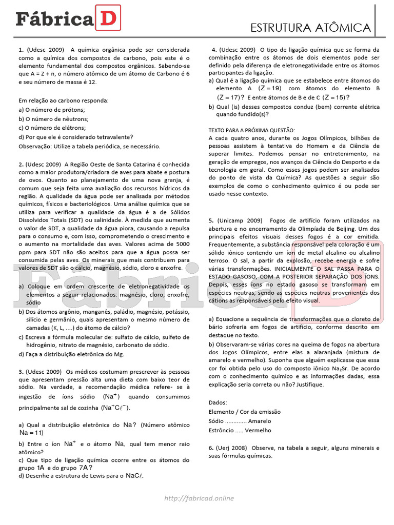 Estrutura Atômica e Química Aplicada | PDF | Química | Ligação química