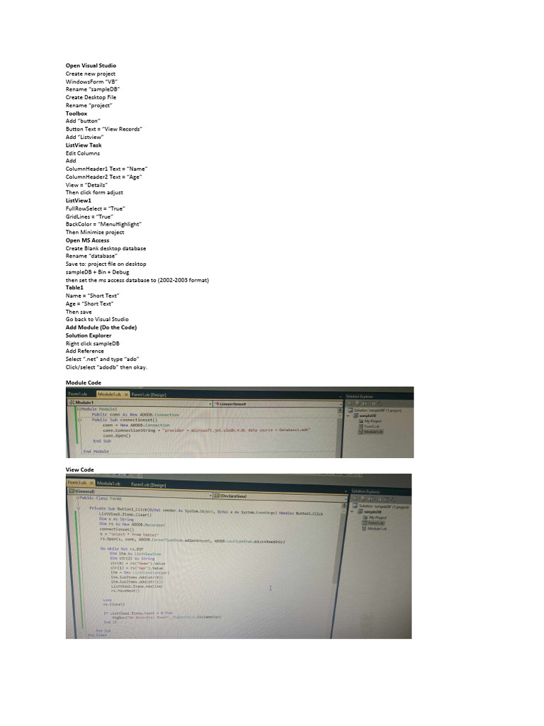 VB Database App Setup Guide | PDF