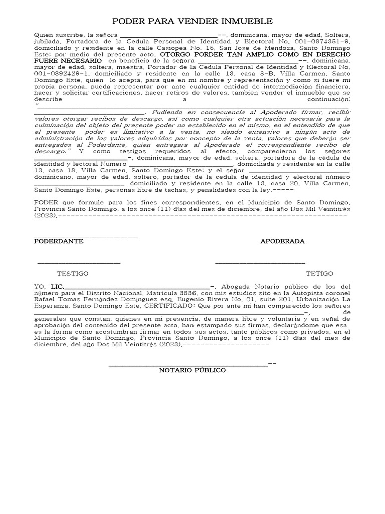 Poder para Vender Inmueble | PDF | Gobierno