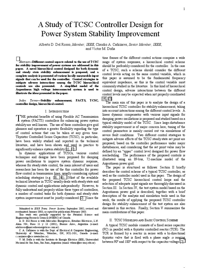 TCSC Controller Design for Stability | PDF | Capacitor | Steady State