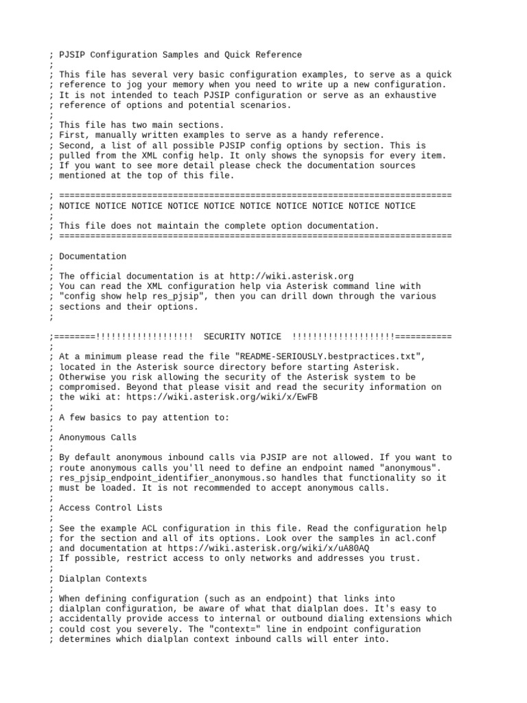 PJSIP Config Examples & Reference | PDF | Transport Layer Security ...