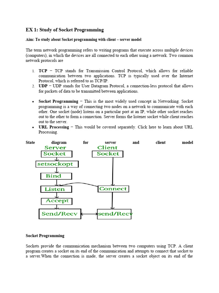 Socket Programming in Client-Server Model | PDF | Port (Computer ...