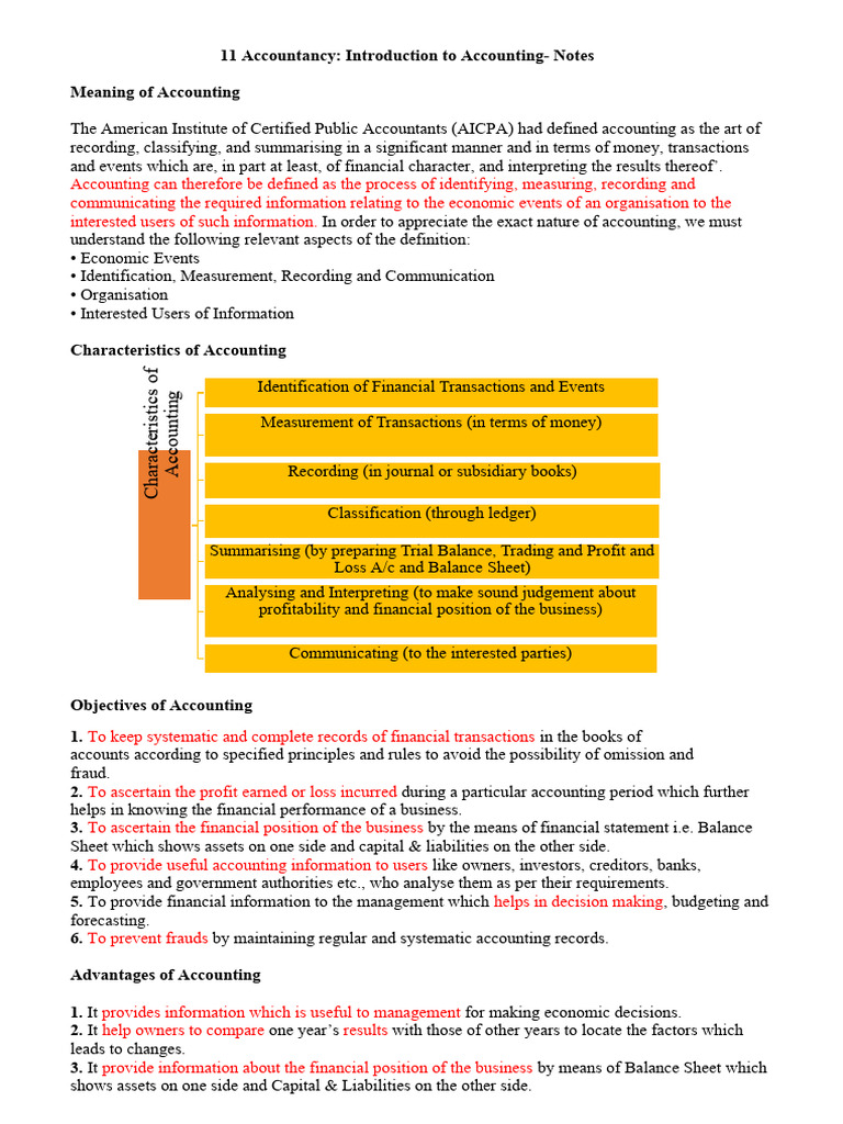 11 Accountancy - Introduction To Accounting - Notes and Video Link ...