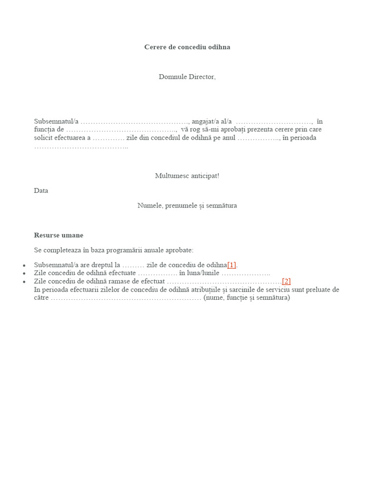 Cerere de Concediu Odihna | PDF