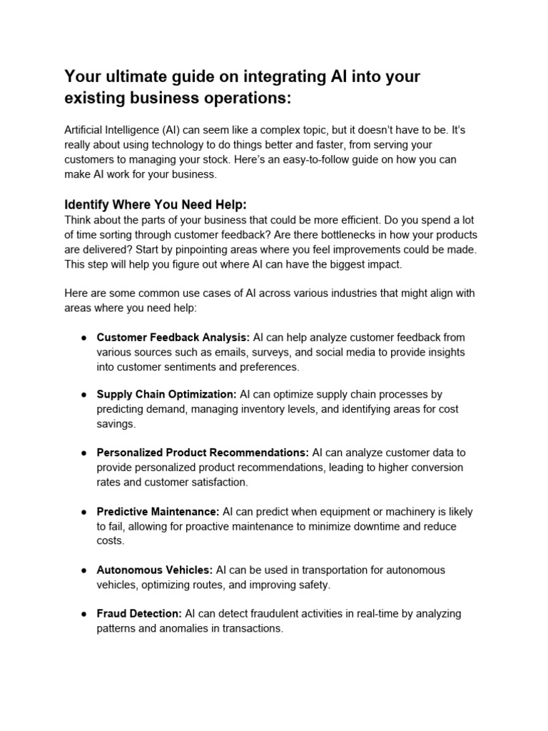Integrate AI in Business Guide | PDF | Artificial Intelligence ...