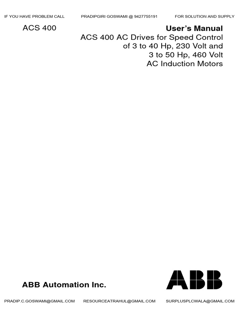 Abb Acs 400 User Manual | PDF | Alternating Current | Electrical Wiring