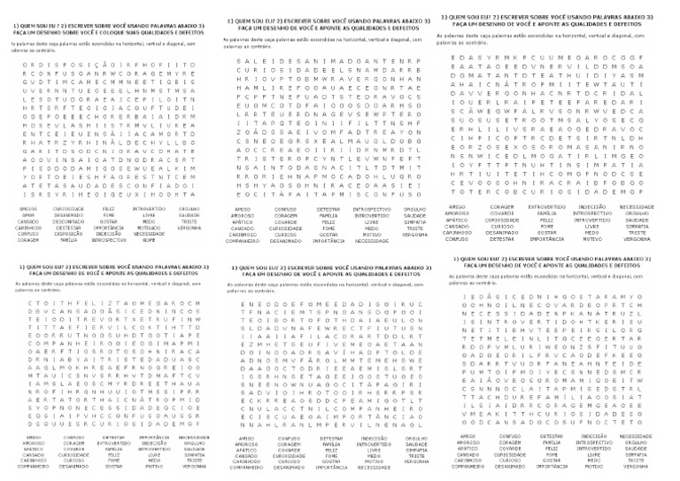 QUEM SOU EU Caça Palavras e Atividades 6 Por Folha | PDF
